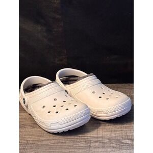 Crocs Classic Lined Clog White Fur Lined Comfort Slip On Women Size 7 Mens 5